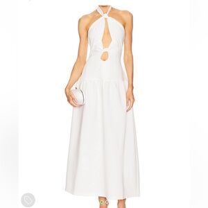 Elegant White Backless Halter Dress